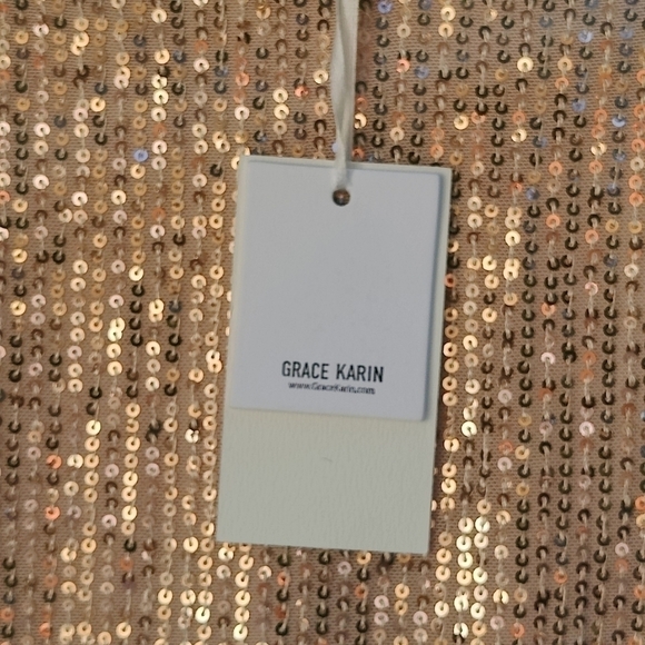 Grace Karin Sequin dress. Gold, size small. NWT - Picture 3 of 9